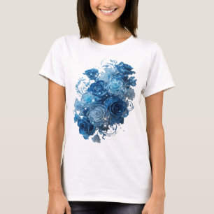 Påstående Silver BLÅ ROSOR Text Design T Shirt