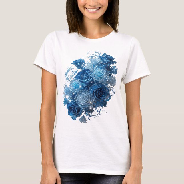 Påstående Silver BLÅ ROSOR Text Design T Shirt (Framsida)
