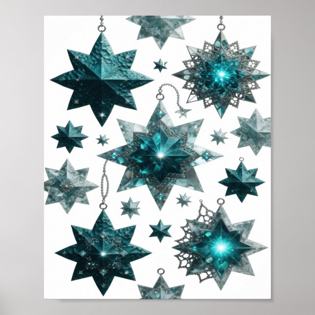 Påstående Silver BLÅ STJÄRNA ORNAMENTEN Poster (Framsidan)