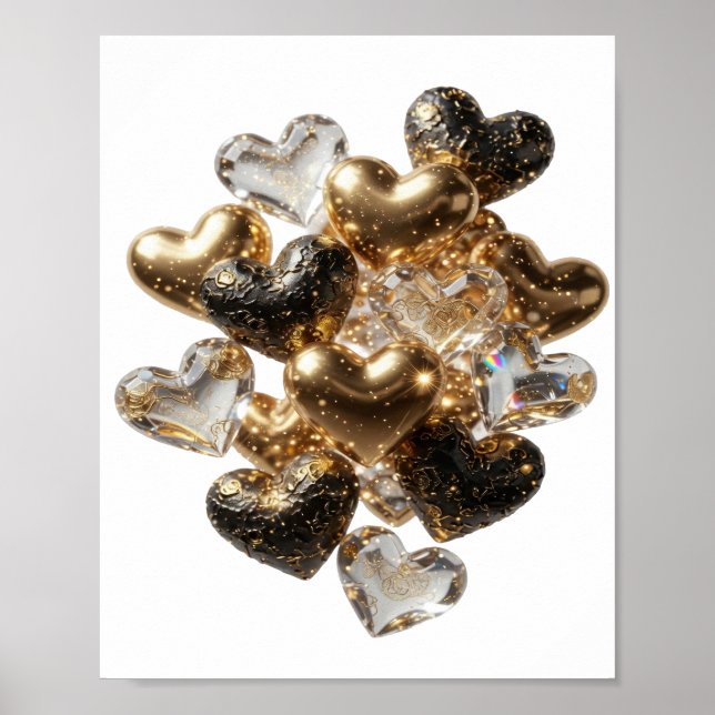 Påstående Silver HJÄRTAN AV GULD OCH GLAS Poster (Framsidan)