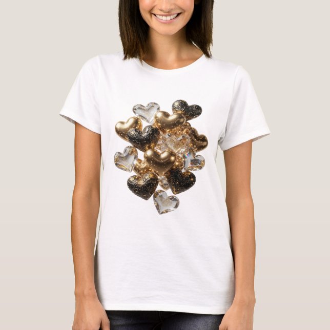 Påstående Silver HJÄRTAN AV GULD OCH GLAS T Shirt (Framsida)