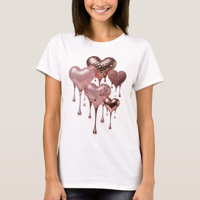 Påstående Silver ROSEGULD HJÄRTAN Slogan T-shirt (Framsida)