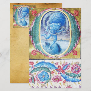 PÅSTÅENDE VIND ANTIQUE BLOMMIGT MINIATURE MONOGRAM BREVPAPPER