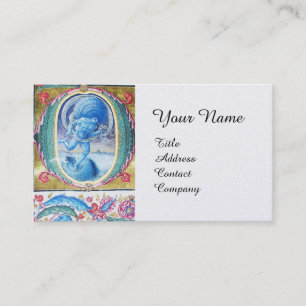 PÅSTÅENDE VIND ANTIQUE BLOMMIGT MINIATURE MONOGRAM VISITKORT