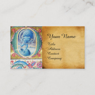 PÅSTÅENDE VIND ANTIQUE BLOMMIGT MINIATURE MONOGRAM VISITKORT