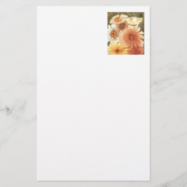 "Pastal Daisys" Blommigt Stationeri Brevpapper (Framsida)