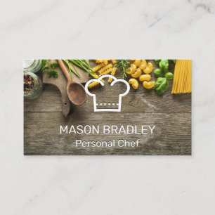 Pastas på Bord Chef Hat Logotyp Visitkort