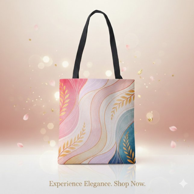 Pastel Abstract Feminine Full-Print Tote Bag Tygkasse (Pastel Abstract Feminine Full-Print Tote Bag)