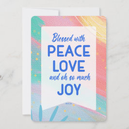 Pastel Abstract Peace Love Joy Christmas Card Julkort