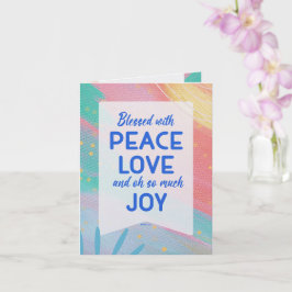 Pastel Abstract Peace Love Joy Christmas Card Kort