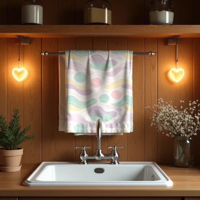 Pastel Abstract Seamless Pattern Waves and Circles Kökshandduk (Skapare uppladdad)