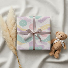 Pastel Abstract Seamless Pattern Waves and Circles Presentpapper