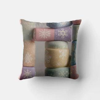 Pastel Abstract & Snowflake Patchwork Throw Pillow Kudde