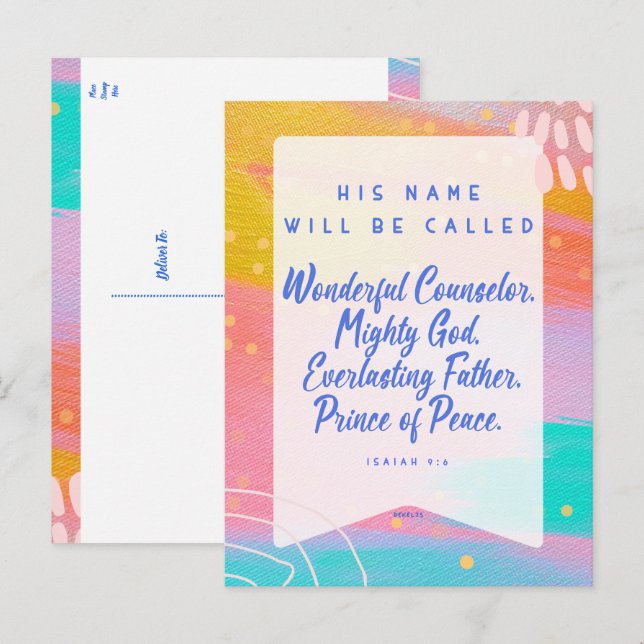 Pastel Abstract Wonderful Counselor Christmas Card Vykort (Fram/baksida)