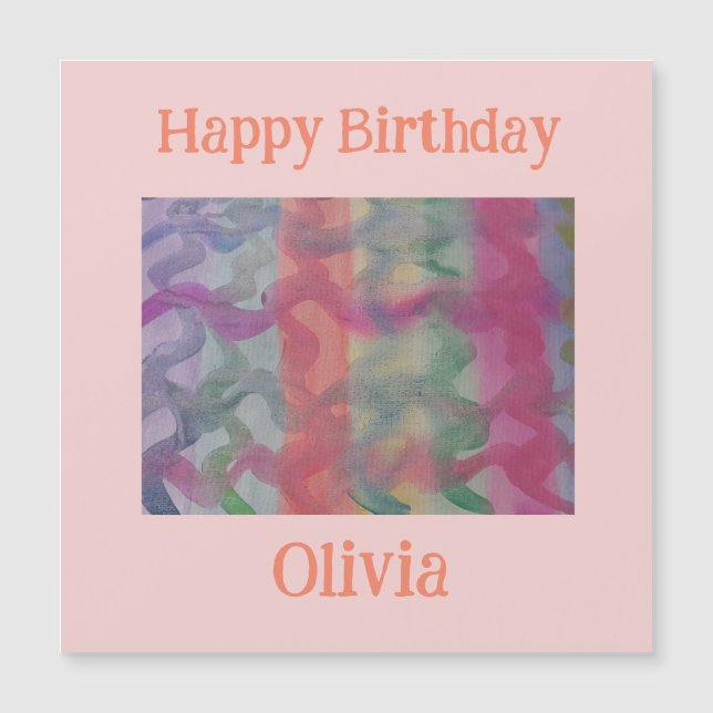 Pastel Abstrakt Art Magnetic Birthday (Framsida)