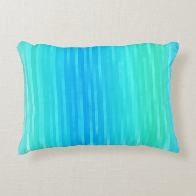 Pastel Abstrakt Art Teal Turcos Blue Grönt Prydnadskudde (Framsidan)