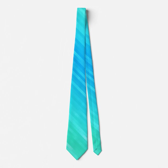 Pastel Abstrakt Art Teal Turcos Blue Grönt Slips (Framsida)