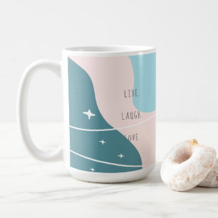 Pastel Abstrakt Live Laugh Kärlek Kaffemugg