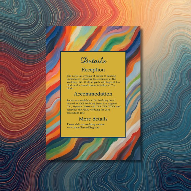 Pastel abstrakt marble african destination bröllop tilläggskort (Skapare uppladdad)