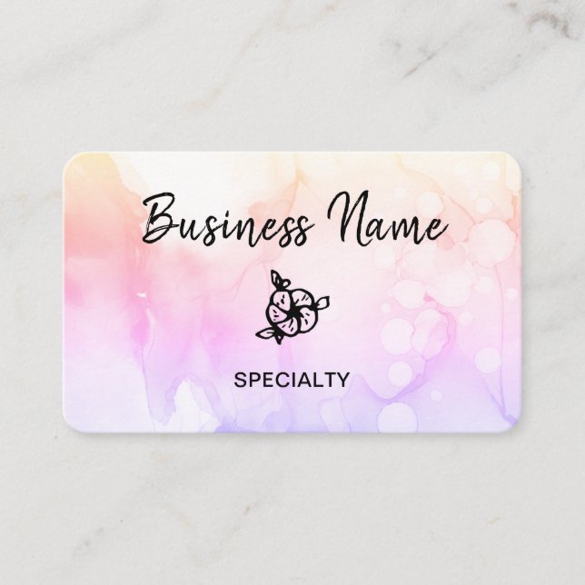 *~* Pastel Abstrakt Ombre Peach Logotyp QR Girly Visitkort (Framsida)