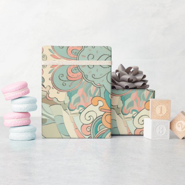 Pastel Abstrakt Paisley Mönster Presentpapper (Baby Shower)