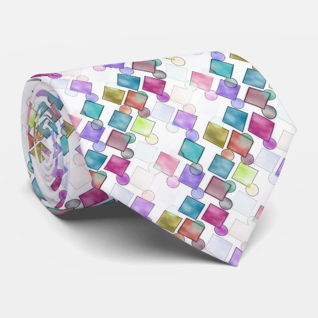 Pastel Abstrakt Retro-fyrkanter Polka dots Mönster Slips (Rullad)