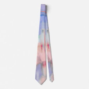 Pastel Abstrakt Tie Soft Färg Rosa Blue Unik Slips