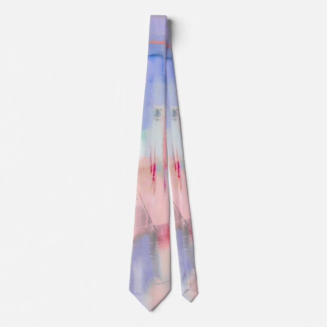 Pastel Abstrakt Tie Soft Färg Rosa Blue Unik Slips (Framsida)