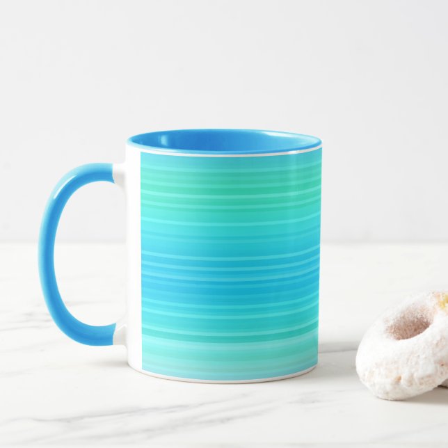 Pastel Abstrakt Turcos Blue Grönt Rand Mugg (Med munk)