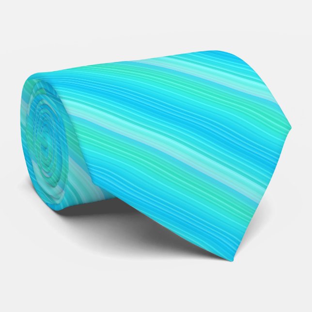 Pastel Abstrakt Turcos Blue Grönt Rand Slips (Rullad)