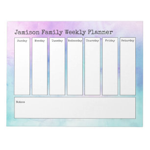 Pastel Abstrakt Watercolor Weekly Planner Anteckningsblock
