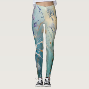 Pastel Abstrakt Whispers of Nature, Grasses II Leggings