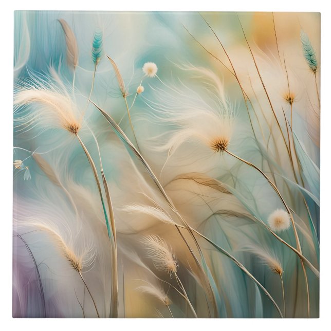 Pastel Abstrakt Whispers of Nature, Grasses IV Kakelplatta (Framsidan)