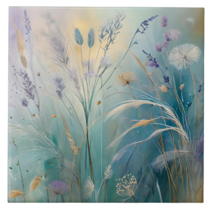 Pastel Abstrakt Whispers of Nature, Grasses Kakelplatta