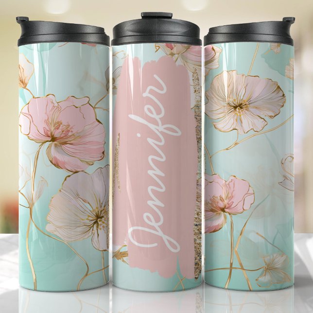 Pastel Add Namn Anpassningsbar Gift (Floral Personalized Tumbler)