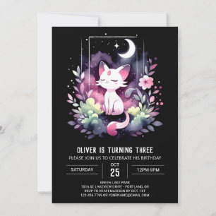 Pastel Adsible Cat Birthday Inbjudningar