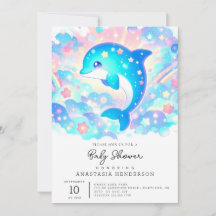 Pastel Adsible Dolphin Baby Shower