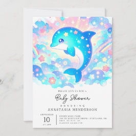 Pastel Adsible Dolphin Baby Shower Inbjudningar