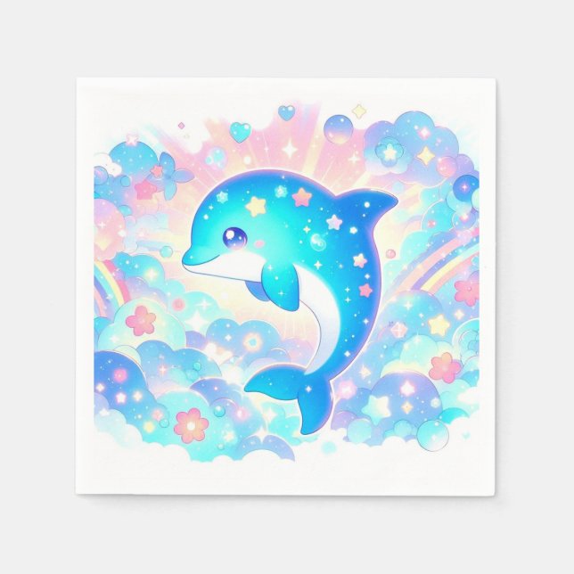 Pastel Adsible Dolphin Baby Shower Pappersservett (Framsidan)