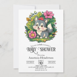 Pastel Adsible Varg Baby Shower Digital Inbjudningar