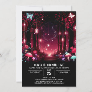 Pastel Adsible Woodland Digital Birthday Inbjudningar