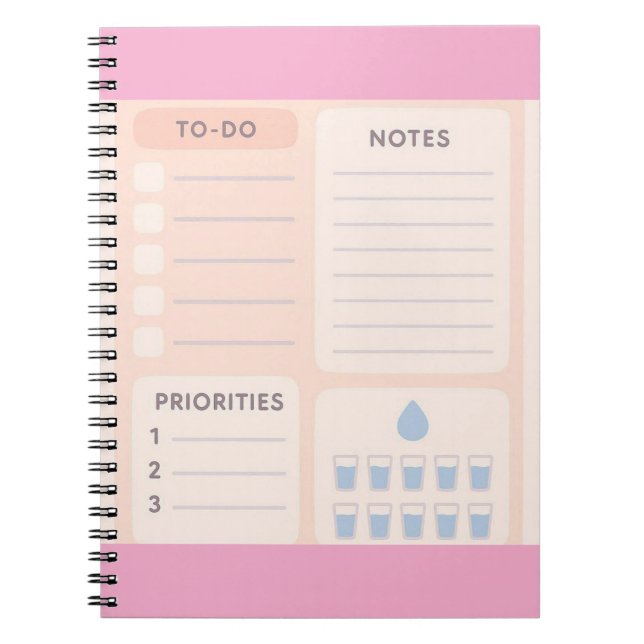 Pastel Aesthetic Daily Planner Notebook Anteckningsbok (Framsidan)