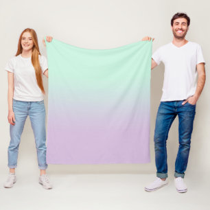 Pastel Aesthetic Mint och Lilac Gradient Ombre Fleecefilt