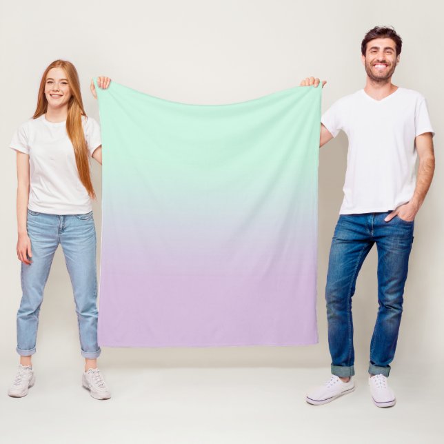 Pastel Aesthetic Mint och Lilac Gradient Ombre Fleecefilt (På plats)