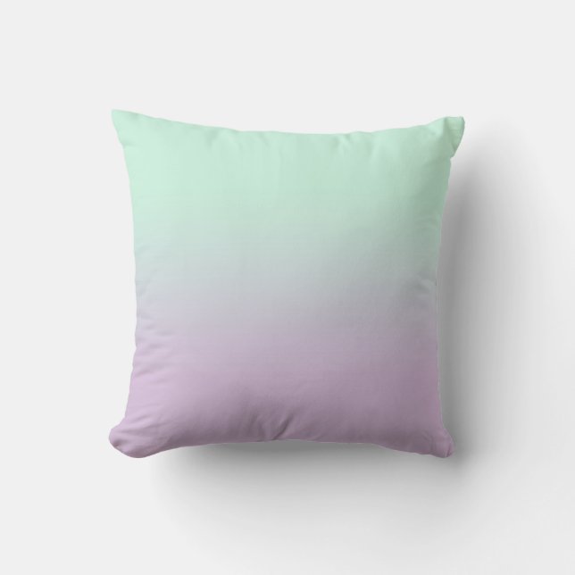 Pastel Aesthetic Mint och Lilac Gradient Ombre Kudde (Framsida)