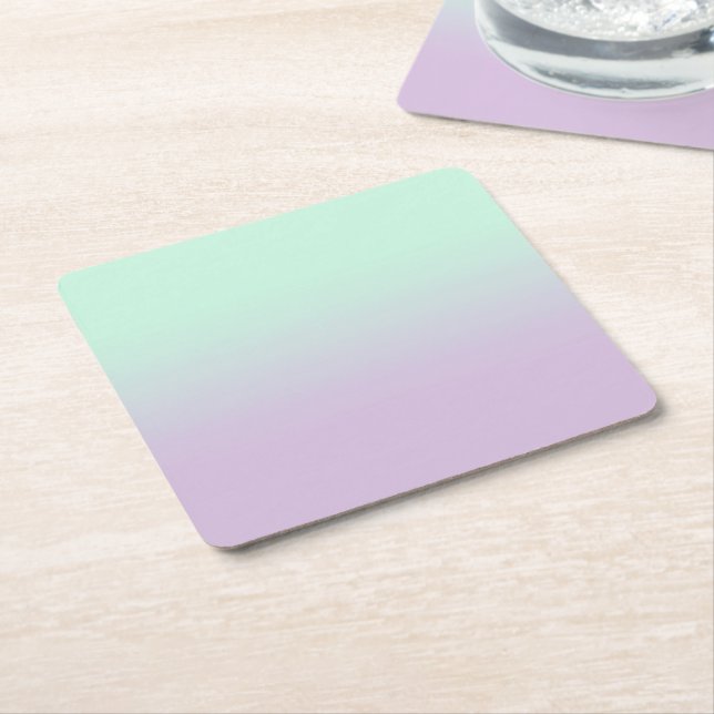Pastel Aesthetic Mint och Lilac Gradient Ombre Underlägg Papper Kvadrat (Vinklad)