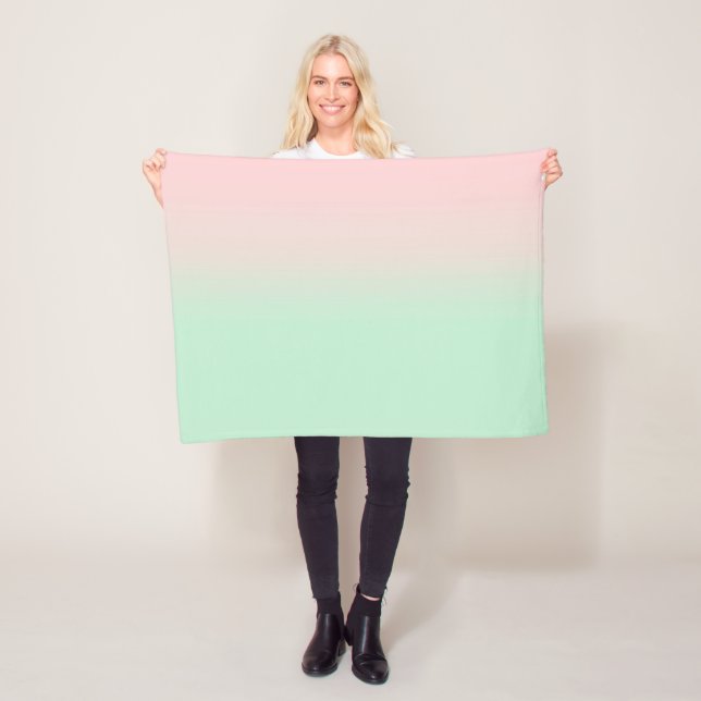Pastel Aesthetic Muted Gradient Rosa Mint Grönt Fleecefilt (På plats)