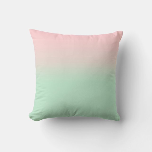 Pastel Aesthetic Muted Gradient Rosa Mint Grönt Kudde (Framsida)