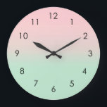 Pastel Aesthetic Ombre Gradient Rosa Mint Grönt  Stor Klocka<br><div class="desc">Lägg till ditt namn och anpassa det här yoga-mattan. Fin digital vattenfärgspastellutformning med rosa och grönt med mint-muterad övertoningsformgivning. Enkel,  lugn,  avslappning och glam,  boho,  chic modern yoga mat. Gradient-gåva. Övertoningsgåvor för personlig. Vackert koreanskt estetiskt pastel-rosa och grönt i hemmet ger dekoration.</div>