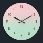 Pastel Aesthetic Ombre Gradient Rosa Mint Grönt  Stor Klocka<br><div class="desc">Lägg till ditt namn och anpassa det här yoga-mattan. Fin digital vattenfärgspastellutformning med rosa och grönt med mint-muterad övertoningsformgivning. Enkel,  lugn,  avslappning och glam,  boho,  chic modern yoga mat. Gradient-gåva. Övertoningsgåvor för personlig. Vackert koreanskt estetiskt pastel-rosa och grönt i hemmet ger dekoration.</div>